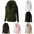 thumbnail image 1 of RUTAYY Women's Hoodie Half Zip Turndown Collar Solid Color Long Sleeve Loose Pullover with Front Pocket Green, 1 of 3
