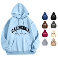 thumbnail image 1 of RUTAYY Women's Hoodie Long Sleeve Relaxed Fit Vintage California City Graphic Layering Pullover Sweatshirt Light Blue, 1 of 4