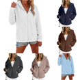 thumbnail image 1 of RUTAYY Women's Hoodies Casual Zip Up with Pockets Drawstring Solid Color Long Sleeve Pullover Soft Comfortable Hooded Sweatshirt White, 1 of 6