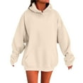thumbnail image 1 of RUTAYY Women's Hoodies Solid Color Drop Shoulder with Pockets Long Sleeve Comfortable Hooded Sweatshirt Lesure Versatile Tops, 1 of 5