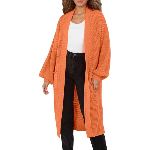 RUTAYY Women's Long Knitted Cardigan Long Sleeve Solid Color Fall Winter with Pockets Casual Wear Sweater Coat Classic Trendy Tops