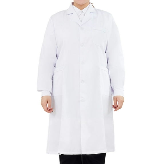 RUTAYY Women's Men's Lab Coat Long Sleeve White Doctor Jacket Solid Color Long Sleeve Work with Pocket Holiday Versatile Tops