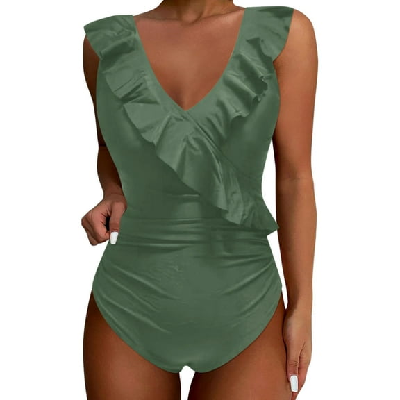 RUTAYY Women's One Piece Swimsuits Fashion Suspender Waist Solid Color Bikini Surfing Bathing Suit