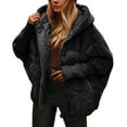 thumbnail image 1 of RUTAYY Women's Padded Hooded Jacket Warm Long Sleeve Solid Color Long Sleeve Button Outerwear Coat Classic Elegant Tops, 1 of 5