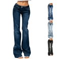thumbnail image 1 of RUTAYY Women's Pants Bootcut Jeans Solid Color Low Waist Button Zipper Fly Classic Pocket Vintage Flared Denim Trousers Navy, 1 of 5