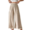 thumbnail image 1 of RUTAYY Women's Pants Casual High Waist with Pocket Drawstring Elastic Waist Comfortable Solid Color Vacation Playful Trousers, 1 of 7