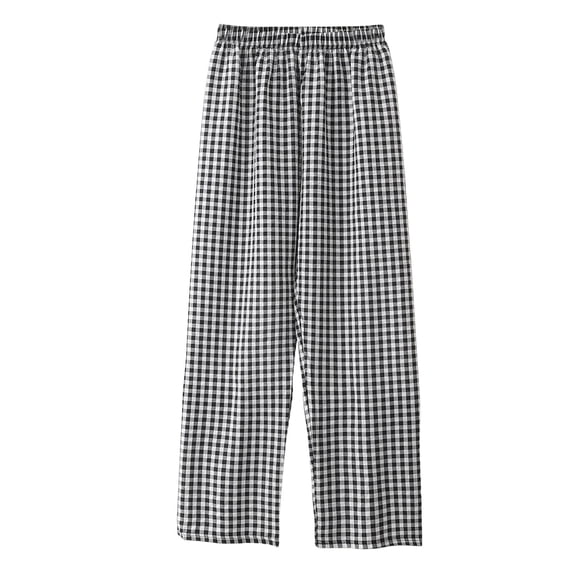 RUTAYY Women's Pants Casual Plaid Print Elastic High Waist Loose Fit Comfortable Breathable Chic Travel Trousers