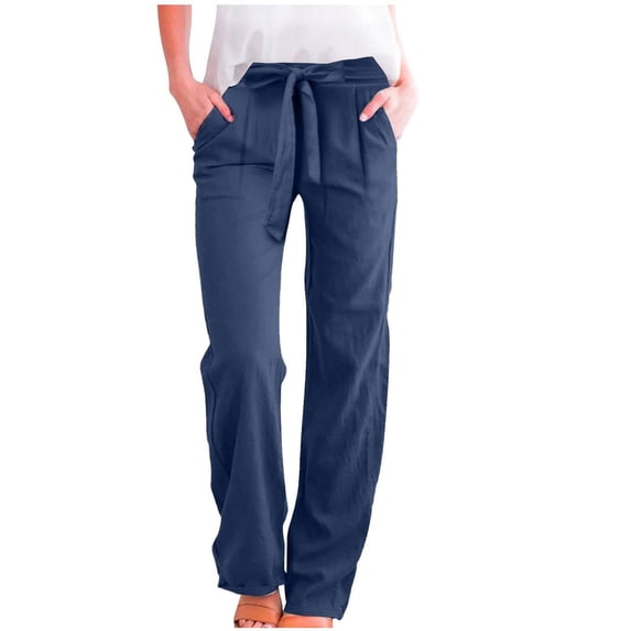 RUTAYY Women's Pants Casual Solid Color Elastic Waistband with Drawstring Side Pocket Comfortable Everyday Wear Trendy Vacation Trousers