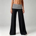 thumbnail image 1 of RUTAYY Women's Pants Casual Striped Fold Waist Loose Wide Leg Flowy Bottom Comfortable Everyday Wear Vacation Travel Trousers, 1 of 3