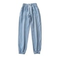thumbnail image 1 of RUTAYY Women's Pants Casual Summer High Waist Loose Fit Solid Color with Drawstring Cropped Ankle Tapered Comfortable Stretchy Jeans Versatile Travel Trousers, 1 of 6