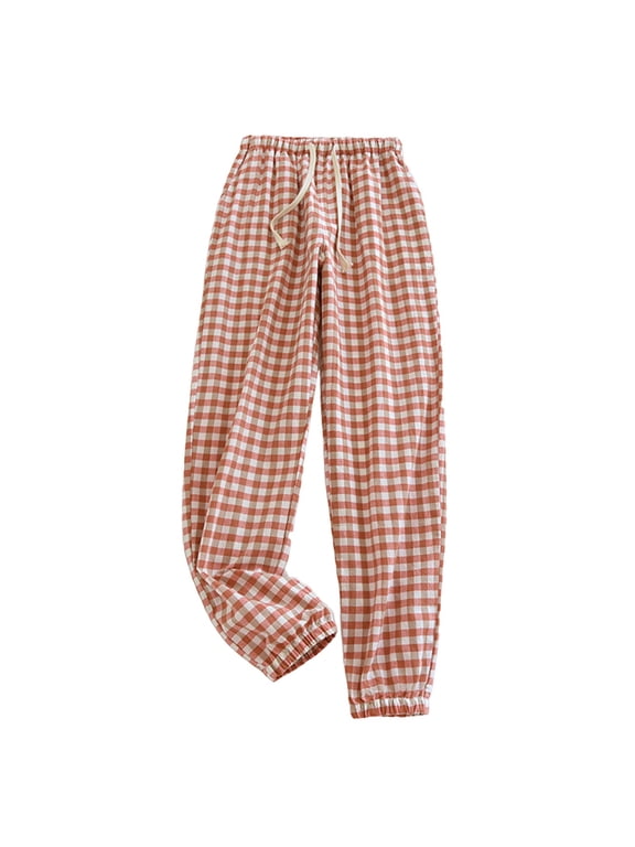 Women's Pants Checkered Print Loose Fit with Drawstring Comfortable Outwear Classic Chic Trousers