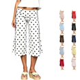 thumbnail image 1 of RUTAYY Women's Pants Cropped Wide Leg Polka Dot Fold Over Waist Loose Stretch Casual Trousers White, 1 of 5