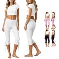 thumbnail image 1 of RUTAYY Women's Pants Fashionable Casual Solid Color Tie Waist Capri Bottom Everyday Casual Wear Trendy Travel Trousers, 1 of 6