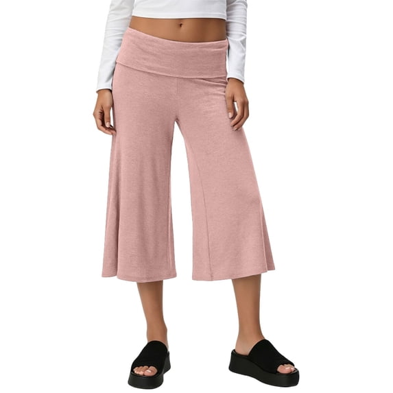 RUTAYY Women's Pants High Waist Loose Fit Solid Color Casual Straight Leg Cropped Bottoms Comfortable Daily Wear Classic Stylish Trousers