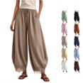 thumbnail image 1 of RUTAYY Women's Pants Knit Lace Capris Solid Color With Pockets Drawstring Elastic Waist Daily Wear Trendy Vacation Trousers, 1 of 6