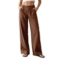 thumbnail image 1 of RUTAYY Women's Pants Loose Fit Solid Color Straight Leg Long Bottoms Casual Daily Wear with Pockets Comfortable Trendy Vibrant Trousers, 1 of 6
