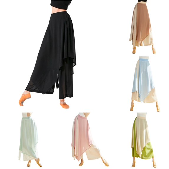 RUTAYY Women's Pants Solid Color Casual Dance Long Bottom Wide Leg Gymnastics Practice Exercises Wide Leg Bottom Elegant Chic Trousers