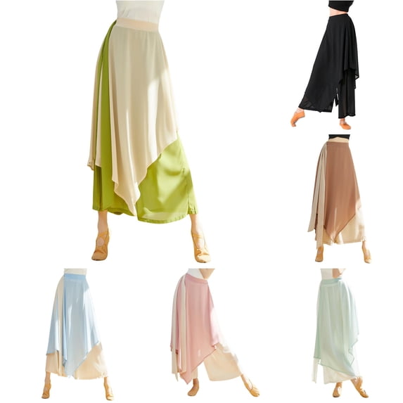 RUTAYY Women's Pants Solid Color Casual Dance Long Bottom Wide Leg Gymnastics Practice Exercises Wide Leg Bottom Trendy Vibrant Trousers
