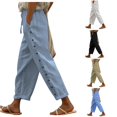 thumbnail image 1 of RUTAYY Women's Pants Solid Color Elastic Waist Loose With Pockets Casual Bottom Comfortable Daily Wear Classic Versatile Trousers, 1 of 8