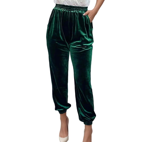 RUTAYY Women's Pants Solid Color Elastic Waist Straight Leg Casual with Pocket Comfortable Breathable Classic Versatile Trousers