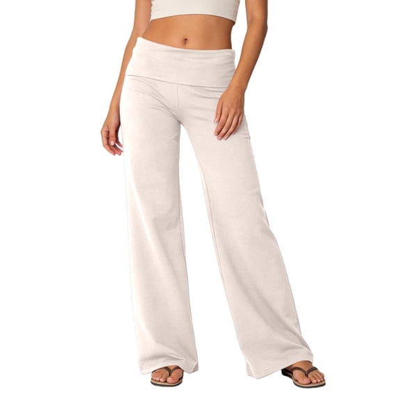 RUTAYY Women's Pants Summer Lightweight Low Waist Solid Color Flared Jeans Casual Sports Wear Chic Holiday Trousers