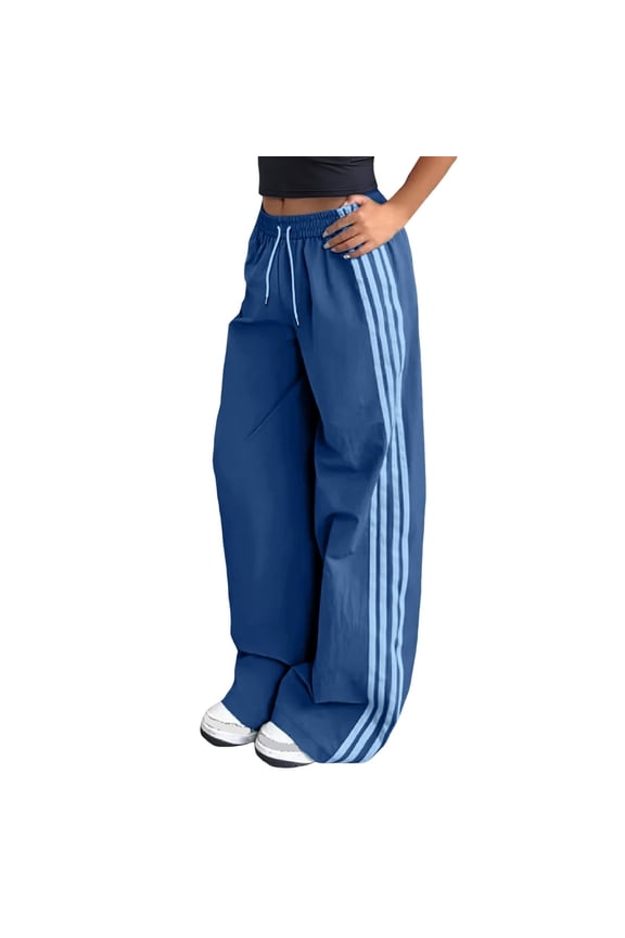 Women's Pants Wide Leg Baggy Low Rise Drawstring Side Striped Palazzo Sweatpants Indoor Outdoor Activities Fashion Travel Trousers