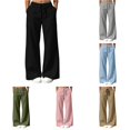 thumbnail image 1 of RUTAYY Women's Pants Wide Leg Solid Color Drawstring Waist Side Pockets Relaxed Fit Fashion Trousers Black, 1 of 6