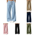 thumbnail image 1 of RUTAYY Women's Pants Wide Leg Solid Color Drawstring Waist Side Pockets Relaxed Fit Fashion Trousers Sky Blue, 1 of 6