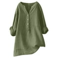 thumbnail image 1 of RUTAYY Women's Shirts Loose Solid Color Long Sleeve Button Stand Collar Blouse Daily Wear Leisure Stylish Tops, 1 of 3