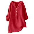 thumbnail image 1 of RUTAYY Women's Shirts Loose Solid Color Long Sleeve Button Stand Collar Blouse Daily Wear Trendy Versatile Tops, 1 of 3