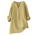 thumbnail image 1 of RUTAYY Women's Shirts Solid Color Stand Collar Button Long Sleeve Casual Daily Wear Blouse Leisure Stylish Tops, 1 of 3