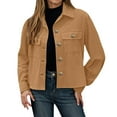 thumbnail image 1 of RUTAYY Women's Short Jacket Casual Stand Collar Solid Color with Double Pockets Thickened Button Down Shirt Outerwear Autumn Winter Leisure Stylish Tops, 1 of 6