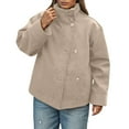 thumbnail image 1 of RUTAYY Women's Short Jacket Solid Color Long Sleeve Winter Casual Outerwear Warm Comfortable Coat Holiday Chic Tops, 1 of 6