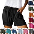 thumbnail image 1 of RUTAYY Women's Shorts Comfy Solid Color with Pockets Drawstring Casual Elastic Waist Pocketed Loose Bottom Beach Vacation Shorts, 1 of 3