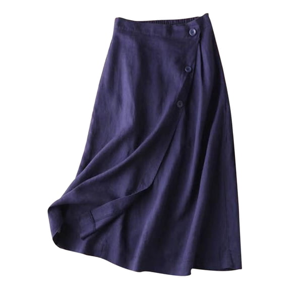 RUTAYY Women's Skirt Casual Solid Color A-Line Summer Elastic Waist Large Skirt Soft Comfortable Holiday Chic Midi Skirt