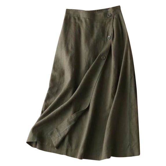 RUTAYY Women's Skirt Casual Solid Color A-Line Summer Elastic Waist Large Skirt Soft Comfortable Holiday Vibrant Midi Skirt