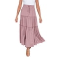 thumbnail image 1 of RUTAYY Women's Skirt Elastic High Waist Boho Style Ruffle Slim Fit A-Line Solid Color Comfortable Breathable Holiday Vibrant Midi Skirt, 1 of 7