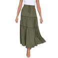thumbnail image 1 of RUTAYY Women's Skirt Elastic High Waist Boho Style Ruffle Slim Fit A-Line Solid Color Comfortable Breathable Trendy Vintage Midi Skirt, 1 of 7