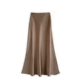 thumbnail image 1 of RUTAYY Women's Skirt High Waist Satin Solid Color Casual Wear Soft Flowy Comfortable Stretch Party Trendy Travel Maxi Skirt, 1 of 2