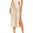 thumbnail image 1 of RUTAYY Women's Skirt Satin Elastic High Waisted Solid Color Slit Comfortable Indoor Outdoor Activities Versatile Travel Midi Skirt, 1 of 7