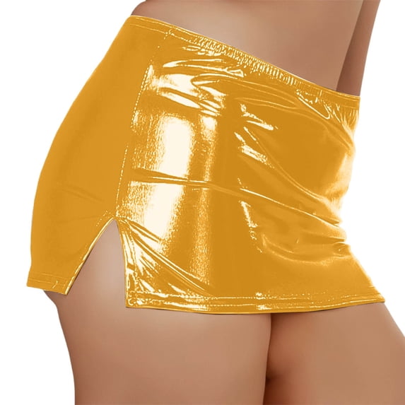 RUTAYY Women's Skirt Solid Color Bodycon Stretchy Satin Adjustable Waistband Dance Party Soft Comfortable Travel Elegant Mini Skirt