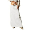 thumbnail image 1 of RUTAYY Women's Skirt Solid Color Denim Hem High Waist A-Line Long Jean Bottom Comfortable Breathable Party Daily Wear Trendy Classic Long Skirt, 1 of 5