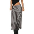 thumbnail image 1 of RUTAYY Women's Skirt Solid Color Satin High Waist Drawstring Dress Indoor Outdoor Activities Trendy Classic Long Skirt, 1 of 8
