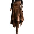 thumbnail image 1 of RUTAYY Women's Skirt Solid Color with Asymmetric Hem and Adjustable Tie Waist Flowy A-Line Slim Fit Playful Vacation Midi Skirt, 1 of 4