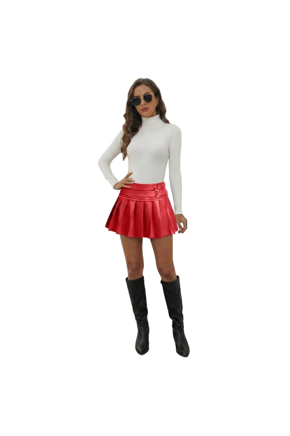 Women's Skirt Solid Color with Flounce Hem Punk Rock Gothic Metal Buckle Detail Party Comfortable Breathable Classic Trendy Mini Skirt