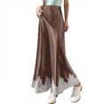 thumbnail image 1 of RUTAYY Women's Skirt Solidc Olor Satin Lace Trim High Waist Bodycon Flowy Draped Soft Comfortable Classic Trendy Long Skirt, 1 of 4