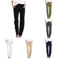thumbnail image 1 of RUTAYY Women's Straight Leg Pants Solid Color Elastic Drawstring Waist Side Pockets Loose Casual Trousers Black, 1 of 5