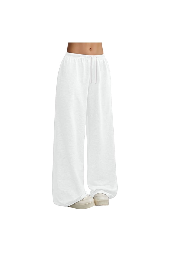 Women's Sweatpants Solid Color Straight Leg Graphic Drawstring High Waisted Baggy Pants with Pocket Streetwear Classic Chic Trousers