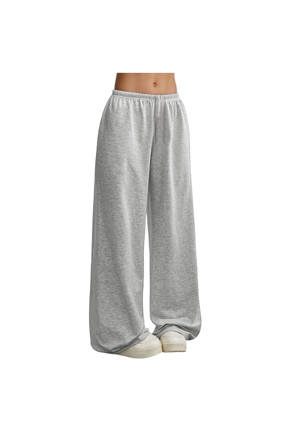 Women's Sweatpants Solid Color Straight Leg Graphic Drawstring High Waisted Baggy Pants with Pocket Streetwear Classic Stylish Trousers