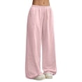 thumbnail image 1 of RUTAYY Women's Sweatpants Solid Color Straight Leg Graphic Drawstring High Waisted Baggy Pants with Pocket Streetwear Holiday Chic Trousers, 1 of 6